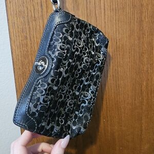 Black and Silver Coach Patterned Clutch